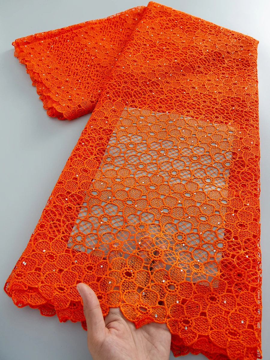 

Lace Cord Guipure Fabric High Quality 2026 Water Soluble Knitted 5 Yards African Lace Fabric Wedding Dress for Women Sew4885