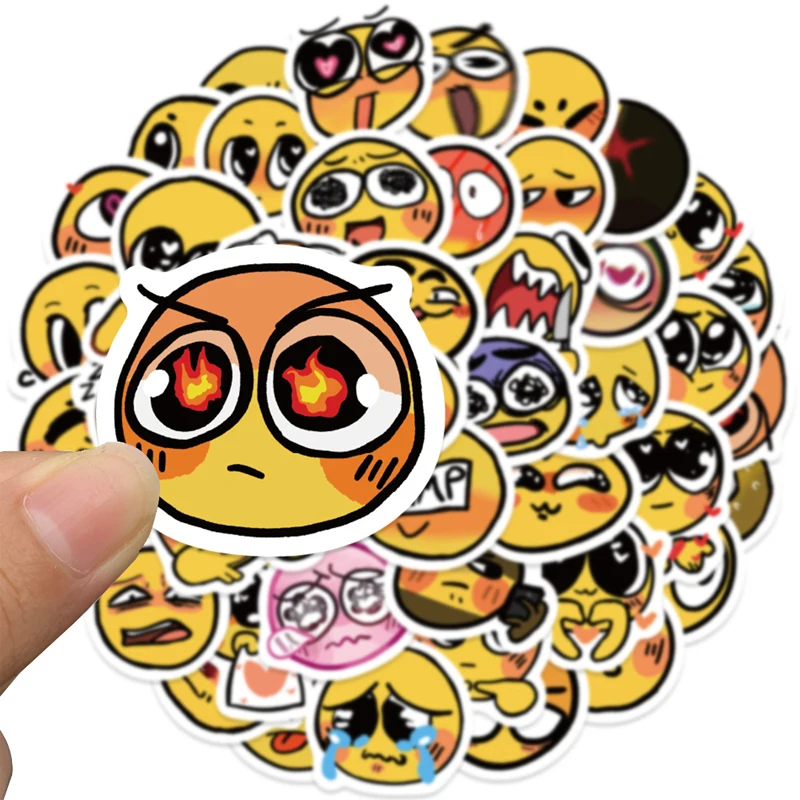 60 Pegatinas Divertidas con Caras Amarillas, Calcomanías con Expresiones Emoji, Vinilo Impermeable para Laptop, Botella de Agua, Funda de Teléfono, Regalo para Adolescentes