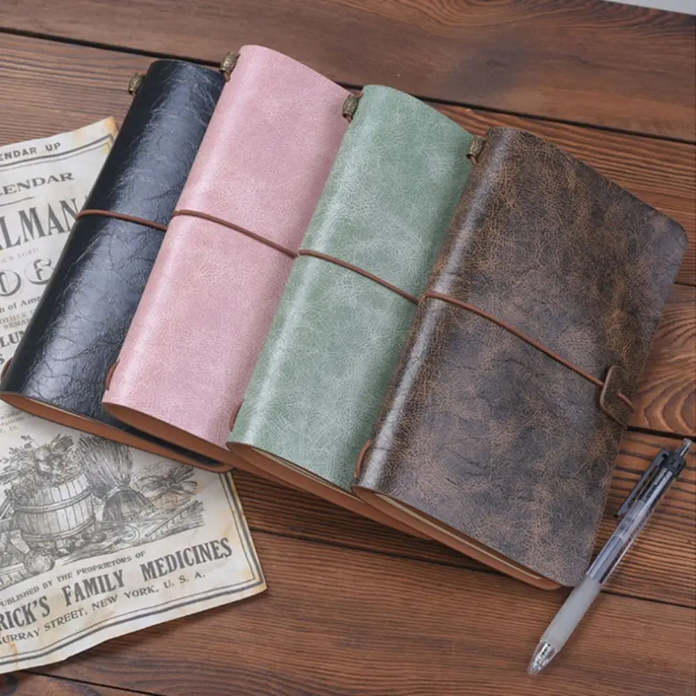 Vintage Portable Leather Notebook Hand Ledger Stationery Diary Book a6 Exquisite Notepad Office