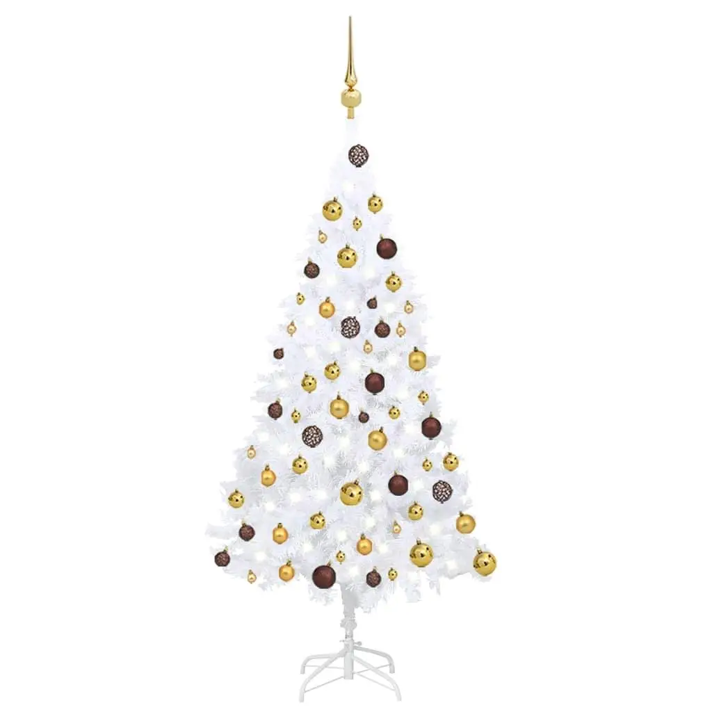 

Pre-lit White Artificial Christmas Tree with Ball Set 47.2 inch PVC Holiday Decoration