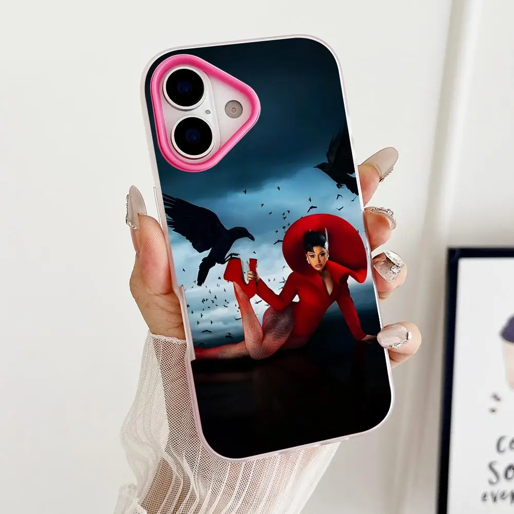 

Чехол для телефона Cardi B Jelly Double layer Rose Red для iPhone 17 16 15 14 13 12 11 Air Pro Max Plus, защитный