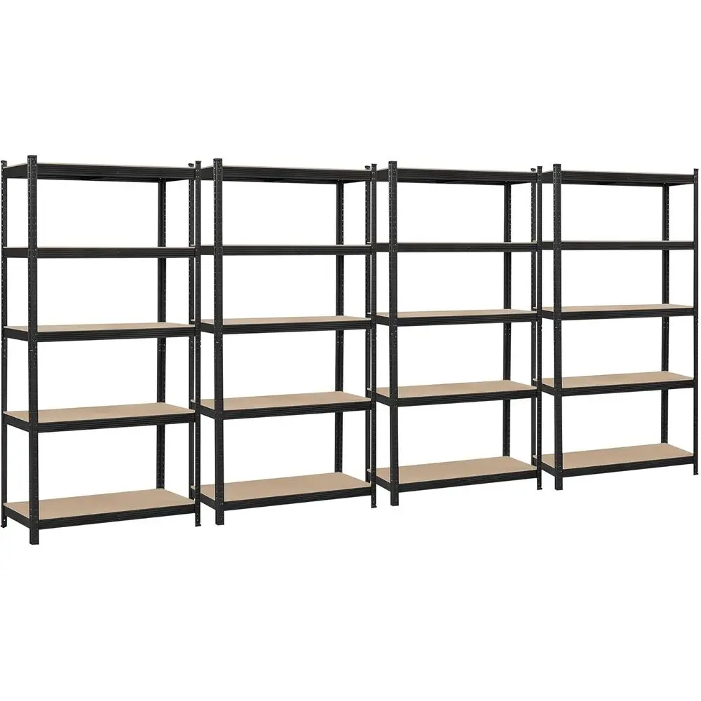 

4-ярусный регулируемый металлический стеллаж, сверхпрочная стойка для хранения в гараже, 35,5 x 16 x 71 дюймов, черный