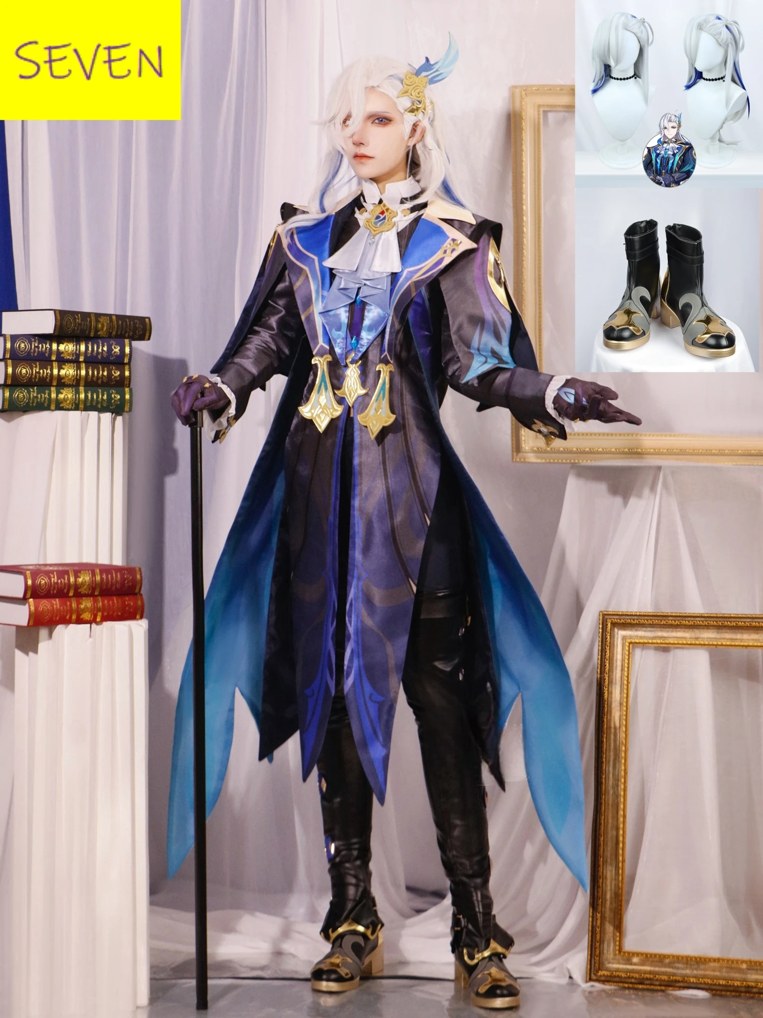 Neuvillette Cosplay Game Genshin Impact Dress Suit Sets Wig Cos Shoes Cosplay Costumes SEVEN Cosplay Store