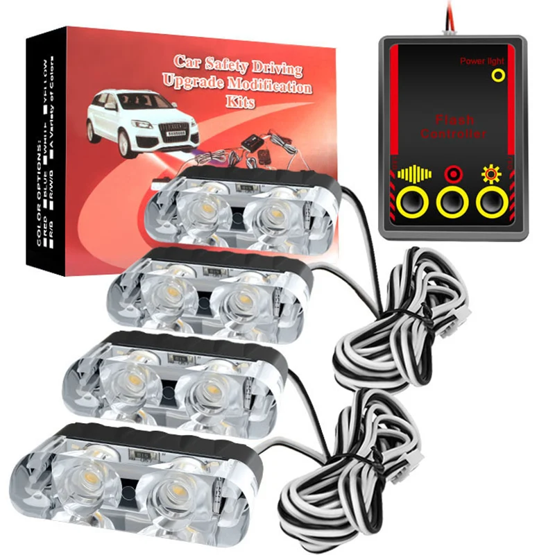 

4x2 Led Strobe Warning Police Light Automobiles 12V Car Truck Flashing Firemen Ambulance Emergency Flasher Fso Car Accessories