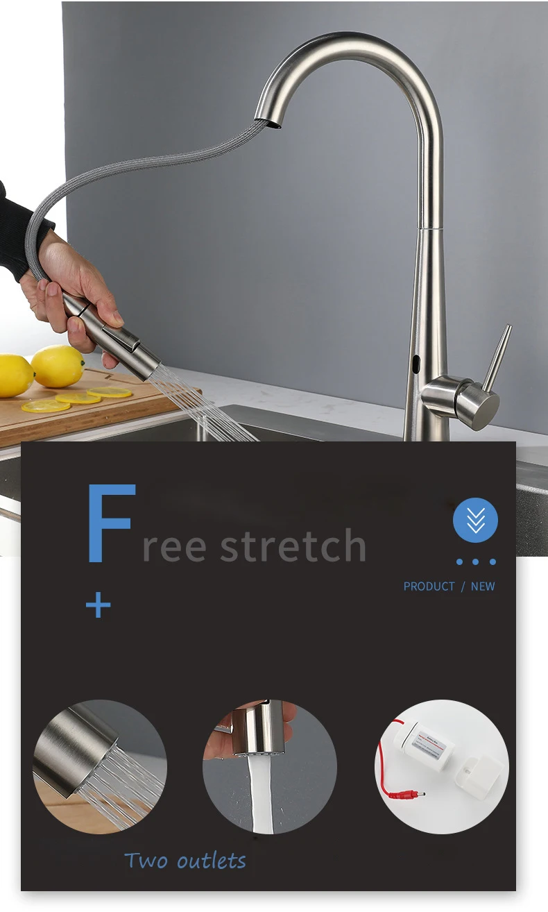 Stainless Steel AutoTouch Control Kitchen Faucets Smart Sensor Kitchen Mixer Touch Faucet for Kitchen Pull Out Sink Taps NL733