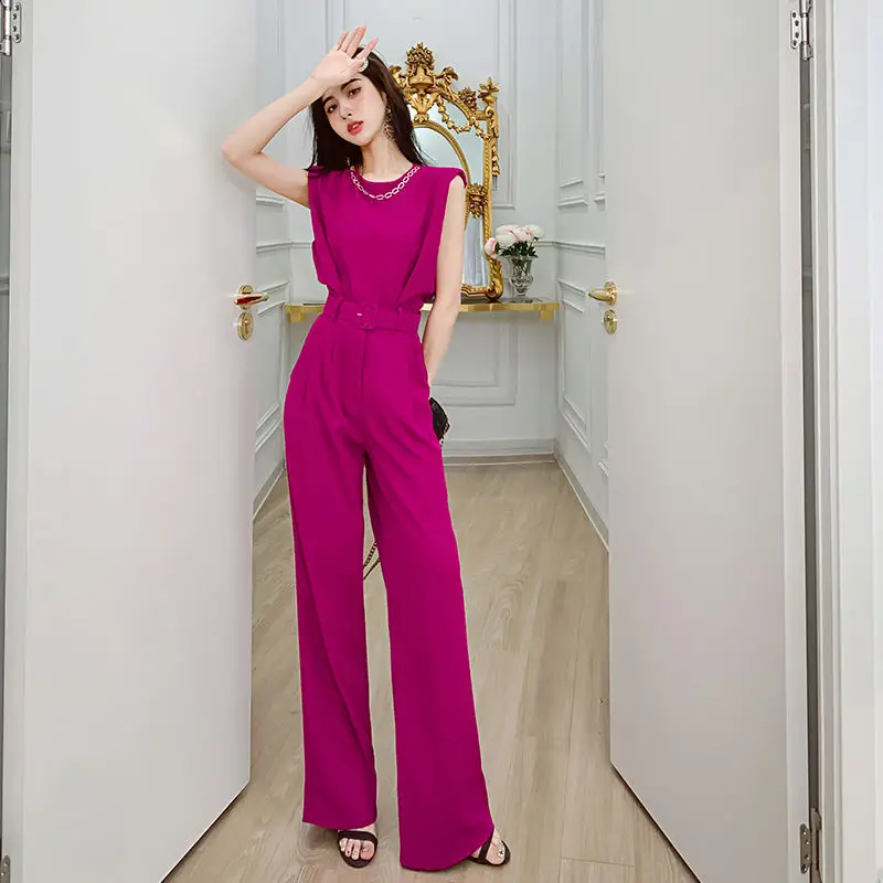 Women Summer Tops Vest Sleeveless Tees and Solid Pants Wide Leg Full Long Pant Big Large T Shirts Suit Loose Casual Sets G382