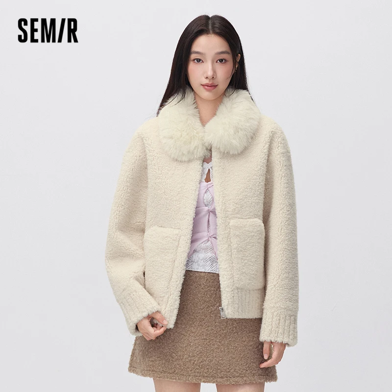 Semir Women Winter Jacket Plush Texture Faux Suede Faux Fur Minimal Design 2026 New Winter Daily Wear Urban Casual Style