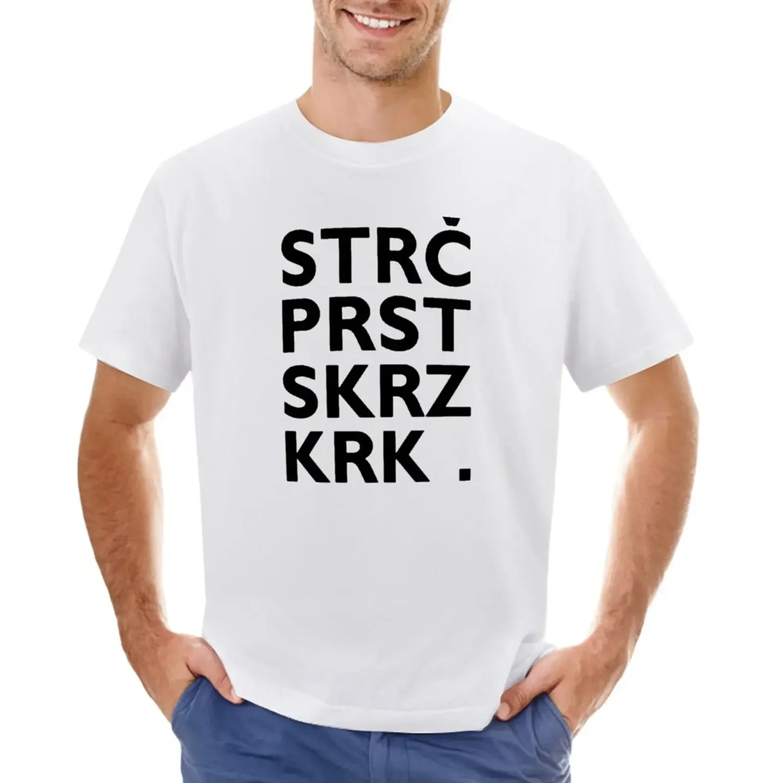 Str? Prst Skrz Krk - Czech Slovak tongue twister T-Shirt vintage hippie clothes anime clothes korean fashion tshirts for men