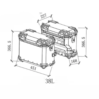 Caja lateral de aleación de aluminio para motocicleta, para BMW F700gs, F800gs, 38L