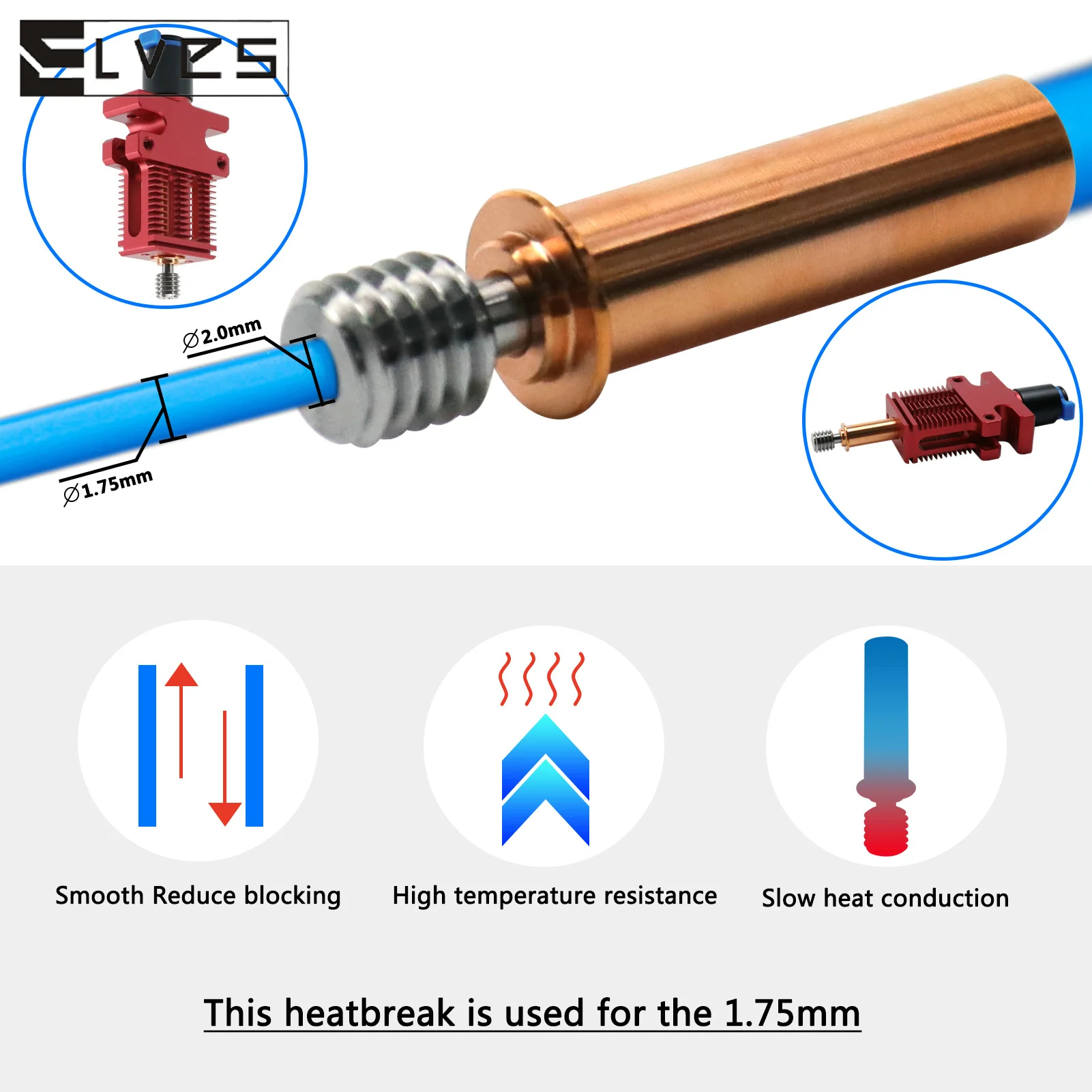 ELVES 3D Printer Hotend Parts Upgrade CR6 SE All Metal Bimetal Heatbreak Copper Titanium TC4 Throat For CR-6 SE/Max/CR-5 PRO