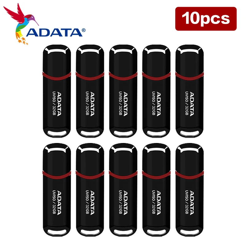 Wholesale 10 Pieces ADATA UV150 USB 3.2 Flash Drive High Speed 32GB 64GB 128GB Black Pen drive Memory U Disk