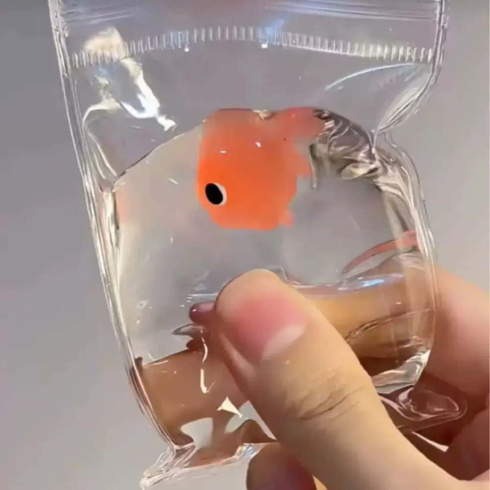 New Cute Goldfish Sticky Squeeze Toys Soft Realistic Jelly Glitter Cake Waffle Transparent Squeeze Toys Adult Kids Gift