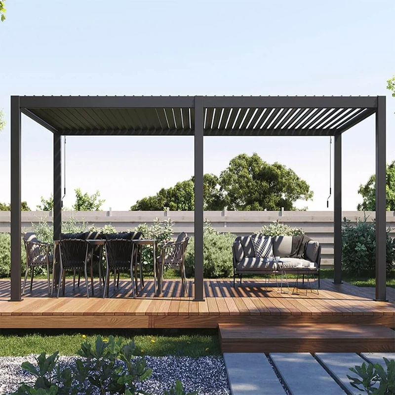 Manufacture Pergola With Roof Gazebo 10x10 Aluminium Louvre 20 Ft Foldable Container Arbor Hard Top Gazebo view 3