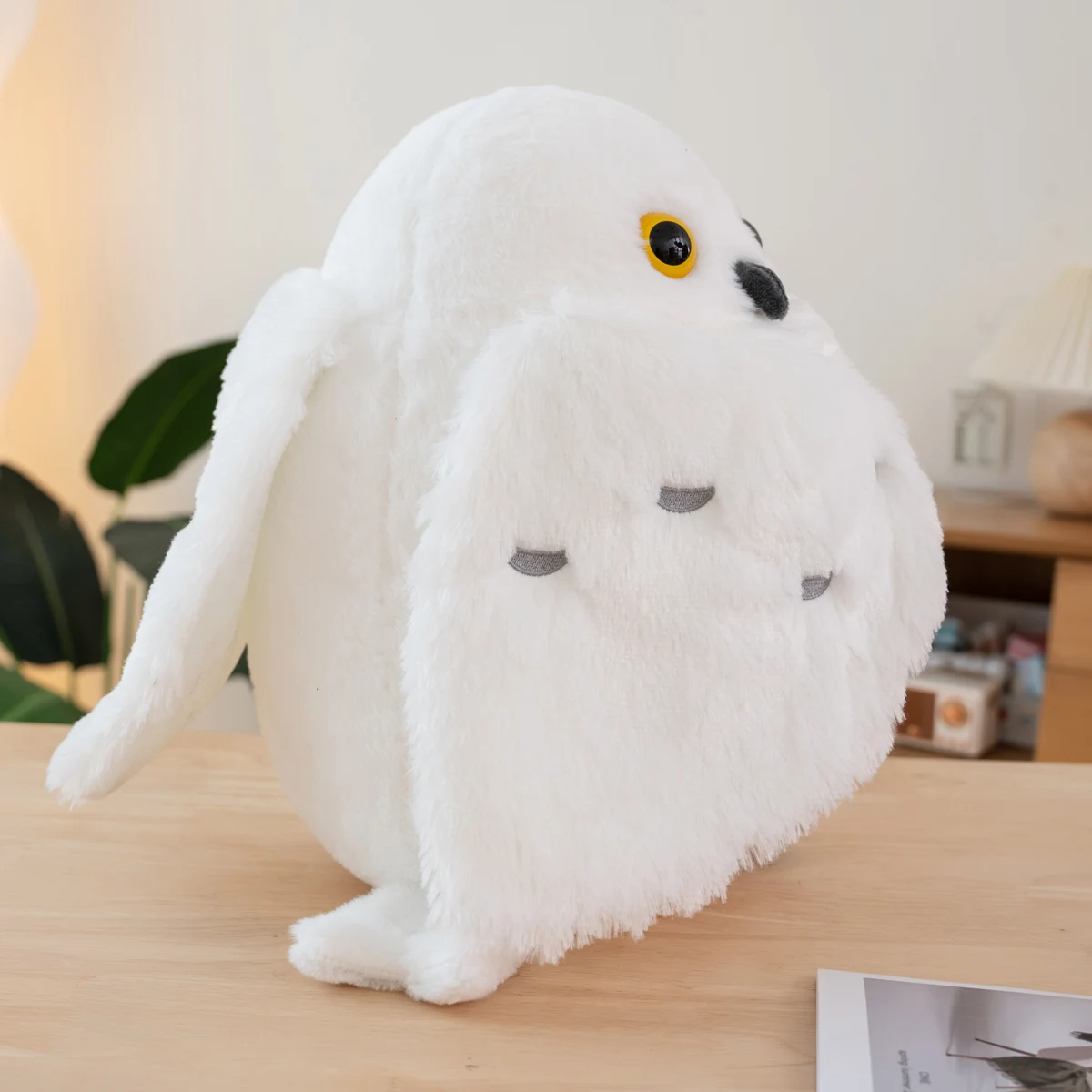 دمية على شكل بومة ناعمة ورقيقة لطيفة مع رأس مائل، وسادة دمية على شكل بومة لتزيين هدية عيد ميلاد للحفلات. #6