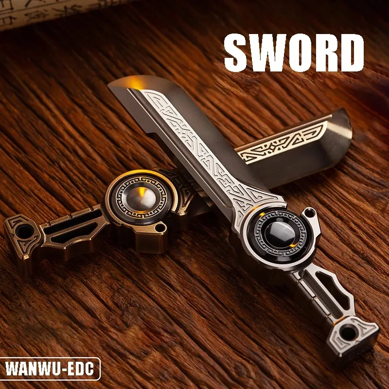 WANWU EDC Kunwu Chinese Style Sword CNC Production Stress Relief Toy Gyro Adult Metal EDC Anti-anxiety Stress Relief Fidget Toys