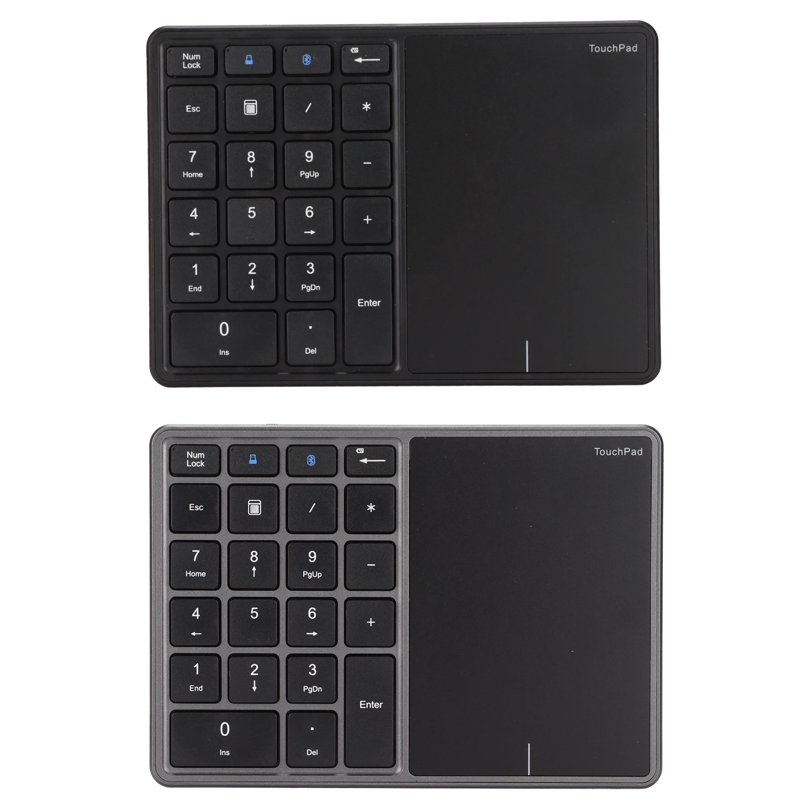2-in-1 Wireless Number Pad with Touchpad, 22 Keys BT4.2 2.4G Type-C Charging 500mAh Battery for Laptop PC