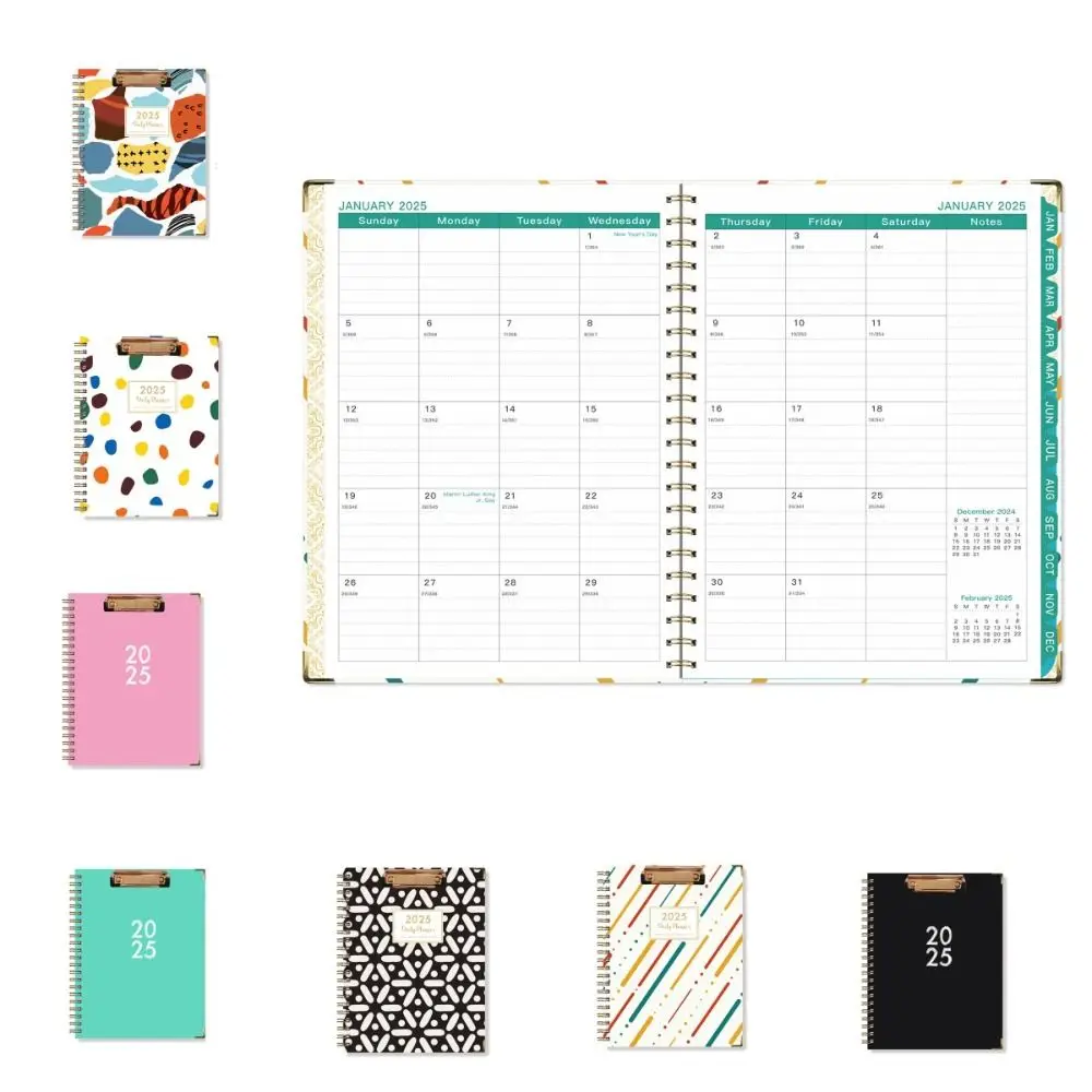 With Plate Clamp 2025 English Agenda Book Monthly Calendar Daily Planner A4 Schedules Calendar Notepad Practical
