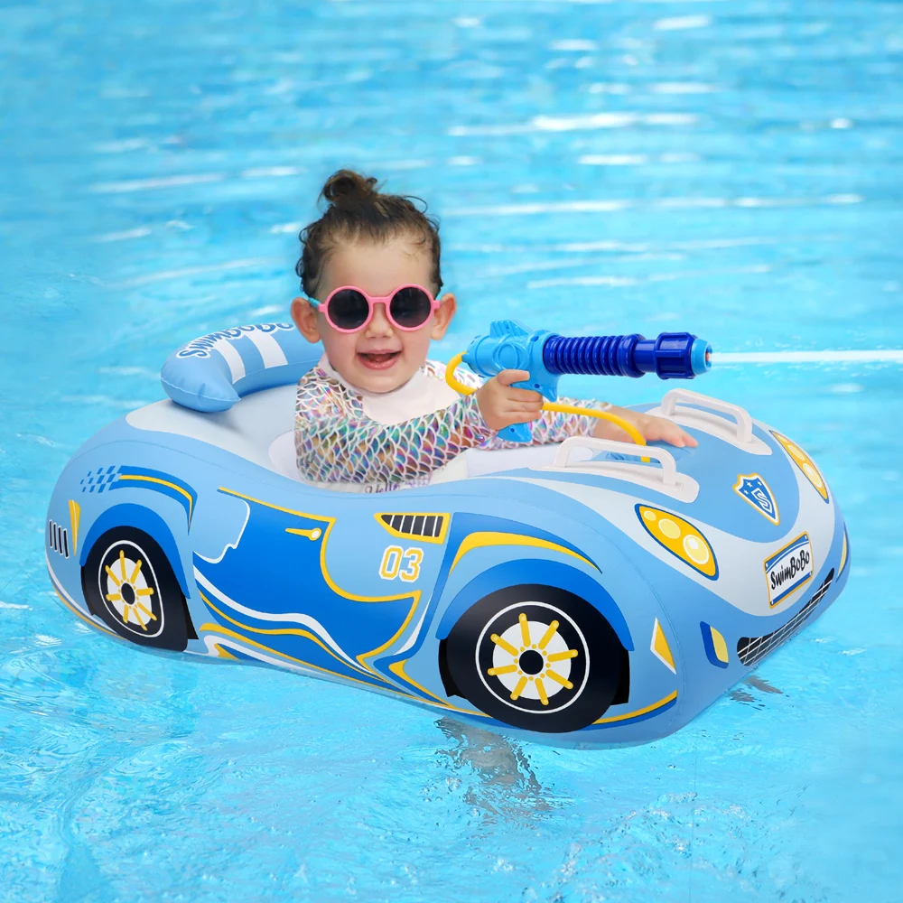 Swimbobo Kids Inflatable Car Swimming Seat Boat Handle Floating Children Water Gun Toy Children Swim Pool Float Ring In Summer