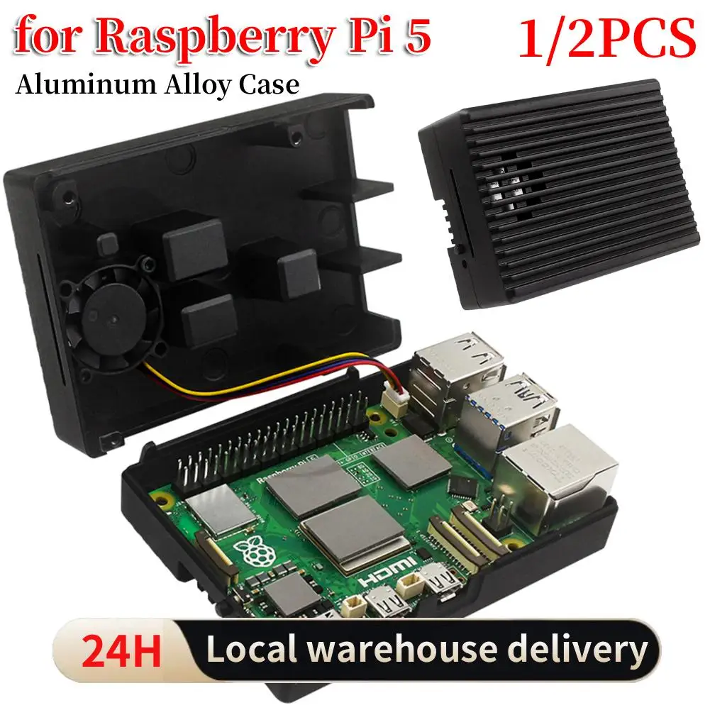 

Metal Case with Pi 5 Active Cooler Aluminum Alloy Case Metal Shell Cooling Enclosure for Raspberry Pi 5