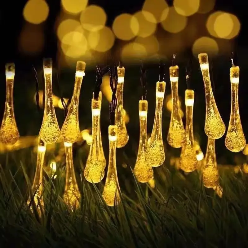 Luci a goccia d\'acqua a LED solari luci a stringa di festa decorazione da giardino fata impermeabile decorazione di ghirlande di strada all\'aperto