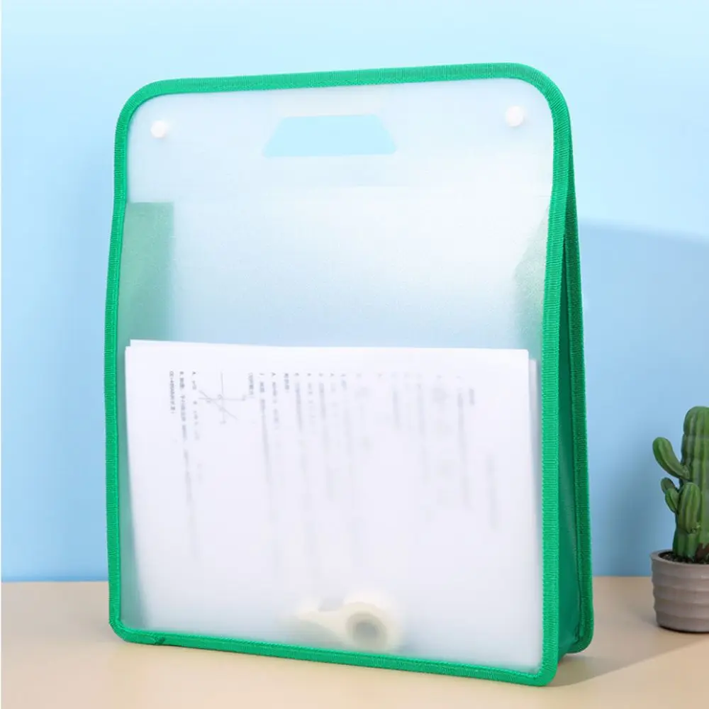 Carpeta de archivos transparente con asa a la moda, bolsa de almacenamiento de archivos A4 ligera y portátil, bolsa de archivo expandible para practicar lijado y estudiantes