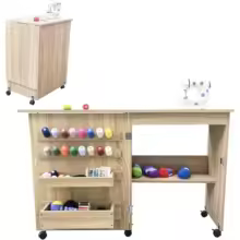 Folding Sewing Machine Table with /Craft Storage