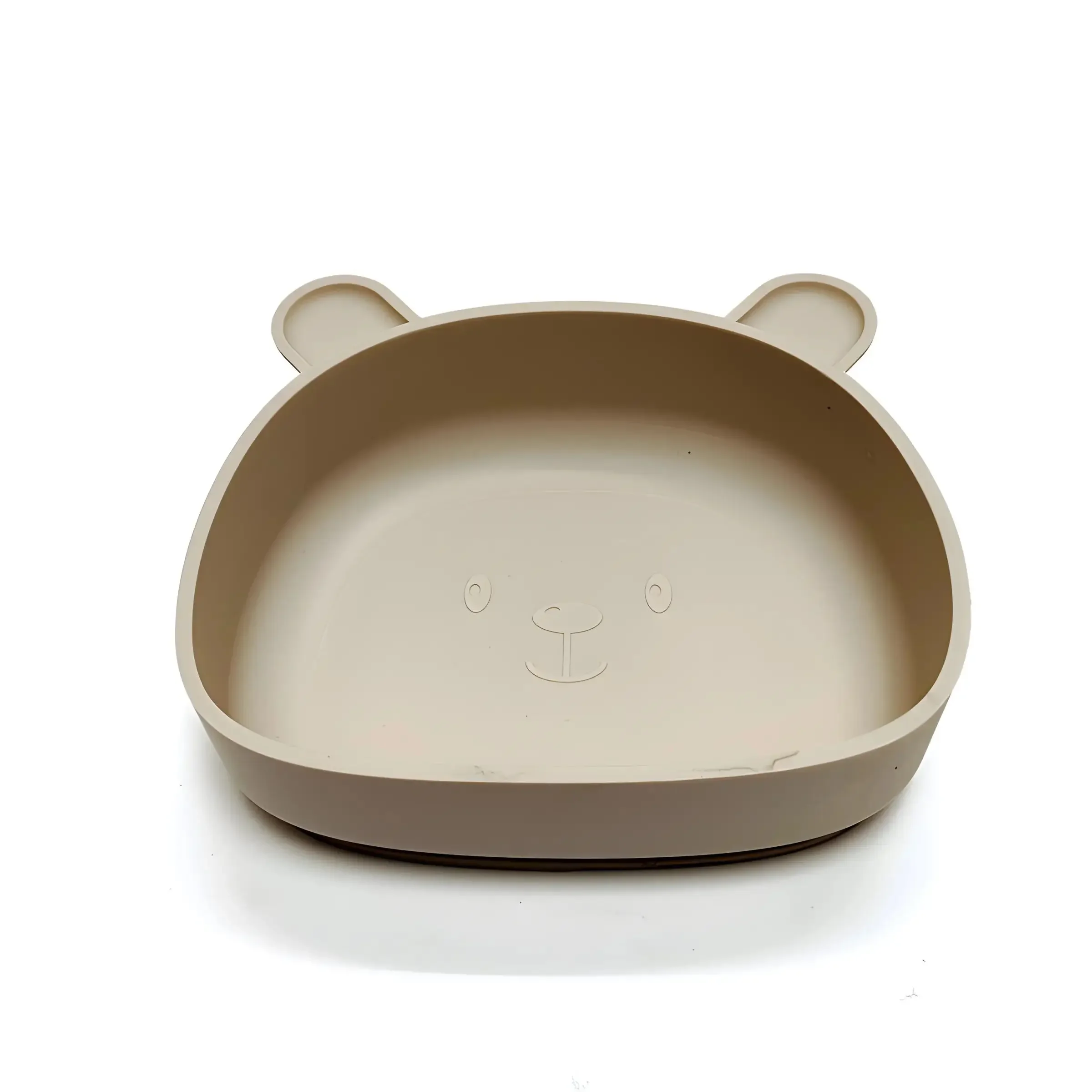 Children\'s silicone dinner plate baby auxiliary bowl suction cup bear cartoon dinner plate fall-proof anti-scald tableware