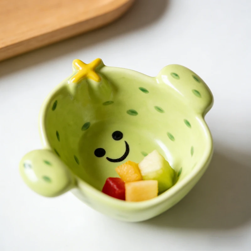 New Ceramic Tableware Cartoon Cute Pig Cactus Festival Childlike Fun Sauce Bowls Simple Hand Painted Matte Small Seasoning Dish