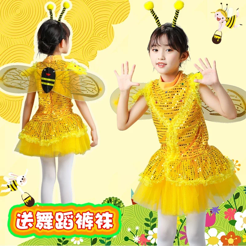 New Children's Little Bee Insect Performance Clothing Girls' Yarn Skirt Animal Clothing Little Bee Performance Clothing Dressing