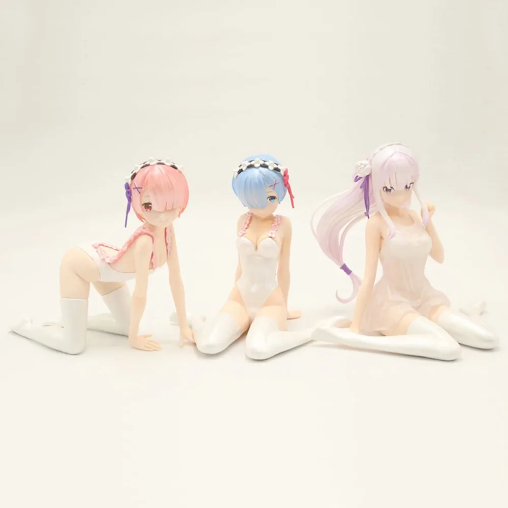 Personaje de anime Re: Zero Starting Life in Another World Figura, modelos de figuras Ram y Rem estilo pijama, adornos de escritorio