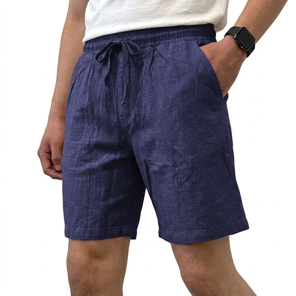Summer Mens Cotton Solid Color Short Lightweight Gym Pants Oversize Beach Linen Shorts Men Jogging Sport Large Short Homme