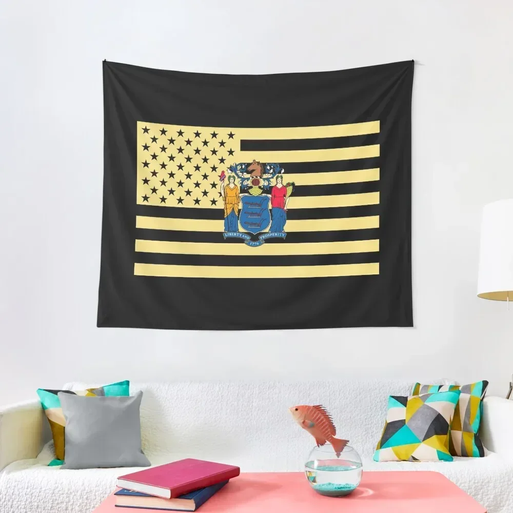 New Jersey State Flag Graphic USA Styling Tapestry Funny Bed Room Decoration Nordic Home Decor Tapestry