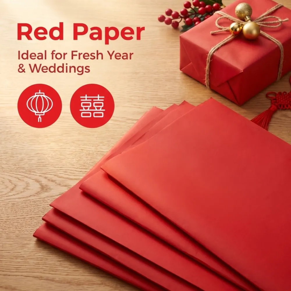 Writing Supplies 75*106 CM Red Paper Thickened Single-sided Red Spring Festival Couplets Durable DIY Wedding Red Paper Wedding