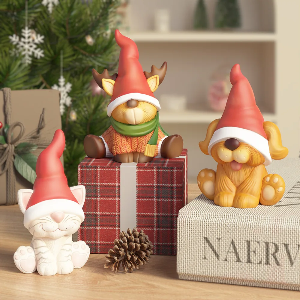 Easter Dwarfs Clay Cement Concrete Molds DIY Trees Cat Dog Elf Gypsum Plaster Mould Craft Art Ornament Candle Silicone Mold