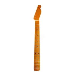 Maple Wood Electric Guitar Neck Replacement   For TL Style   Yellow High Gloss Finishing