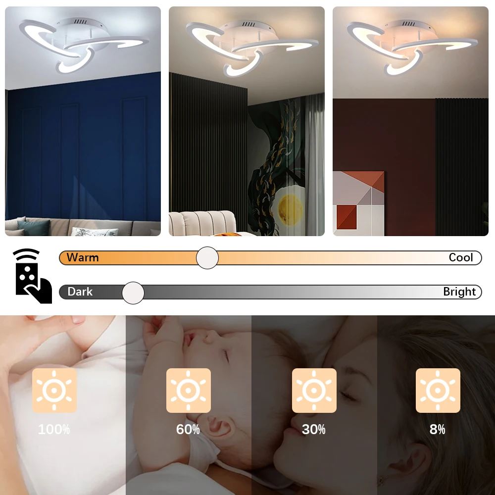 Moderne Decke Lampe Acryl Led Kronleuchter Wohnkultur RC Dimmen Plafond Anhänger Leuchte Wohnzimmer Esszimmer Schlafzimmer Glanz – Detail 1