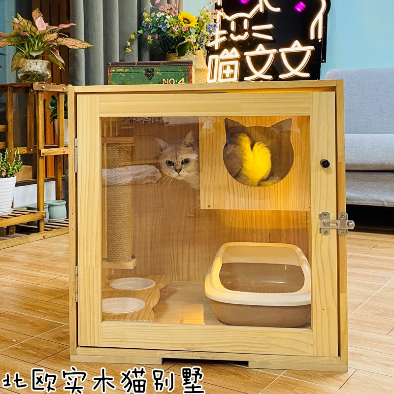 

Cat Villa Solid Wood Cat Cage Luxury Cat Nest Cattery Cat House Cat Bed Cat Showcase Free Access Cat Apartment