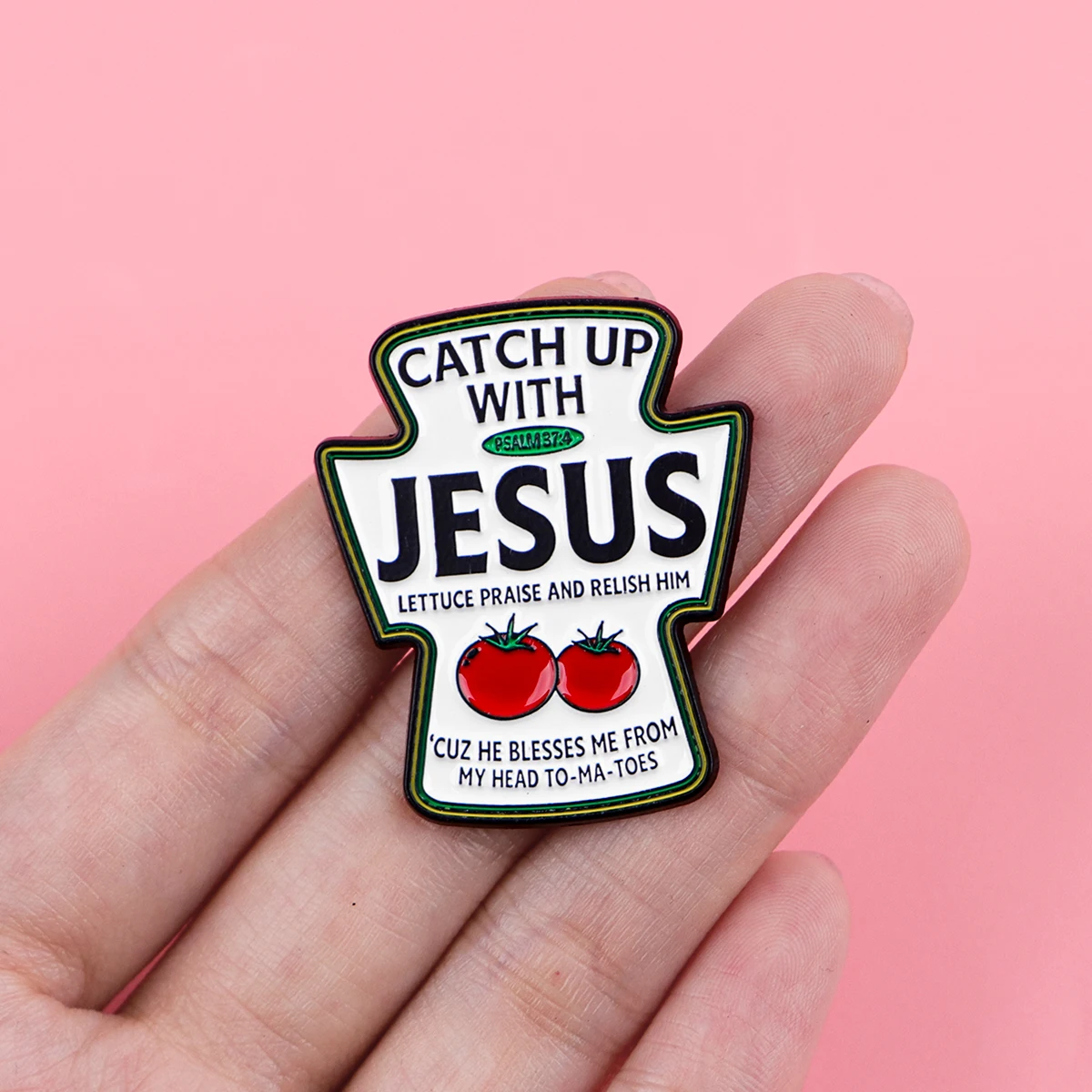 Pigeon Cross Enamel Pins Jesus Tomato Sauce Quotes Brooch Lapel Pin Badge on Backpack Clothing Accessories Fashion Jewelry Gifts