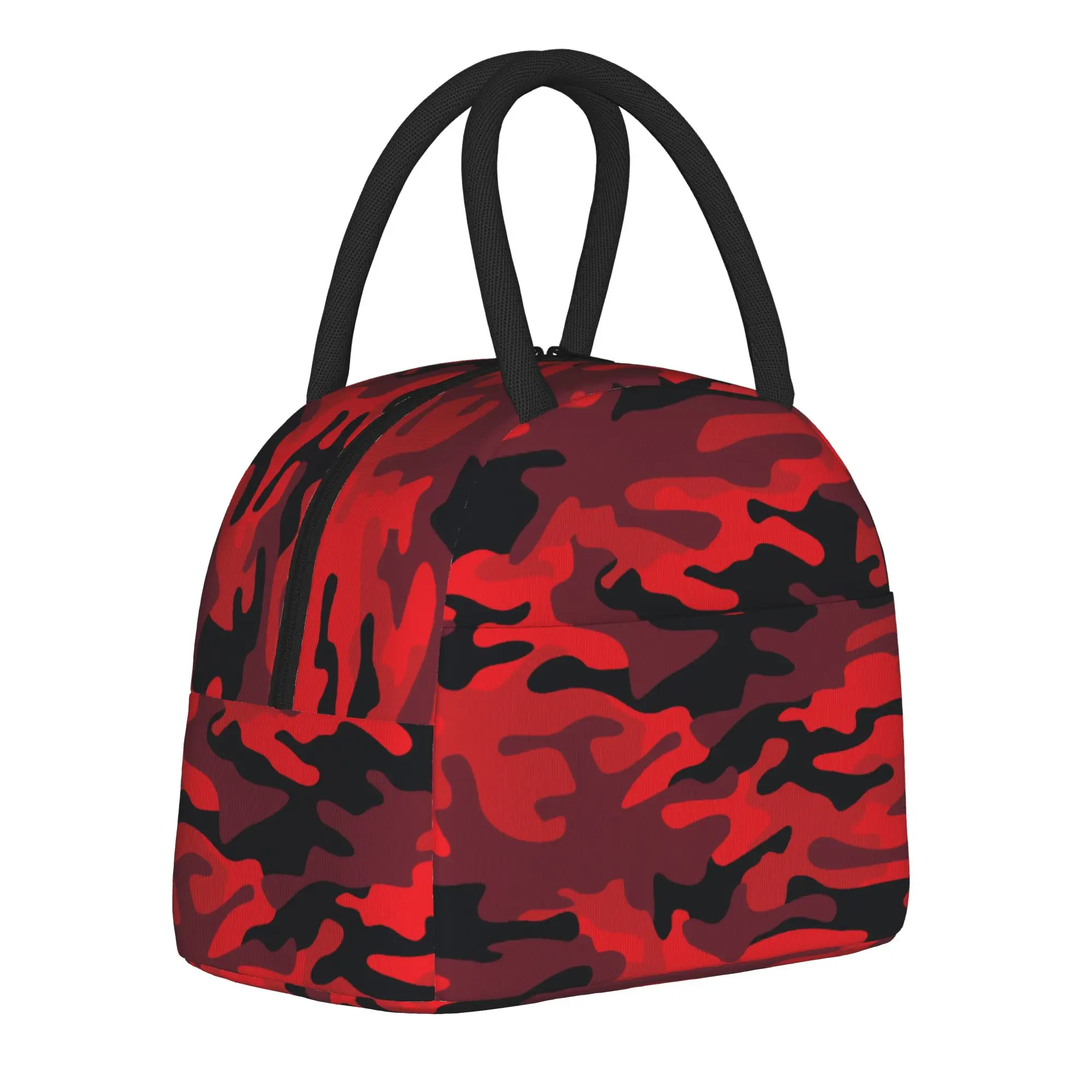Military Red Camouflage Insulated Lunch Bags Leakproof Camo Texture Lunch Container Thermal Bag Tote Lunch Box Food Handbags