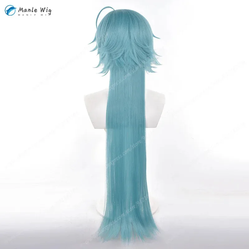 Hojo Raika 코스프레 가발 유니섹스 90cm 긴 파란색 품질 내열성 합성 머리 할로윈 ES 애니메이션 가발 + 로즈 네트