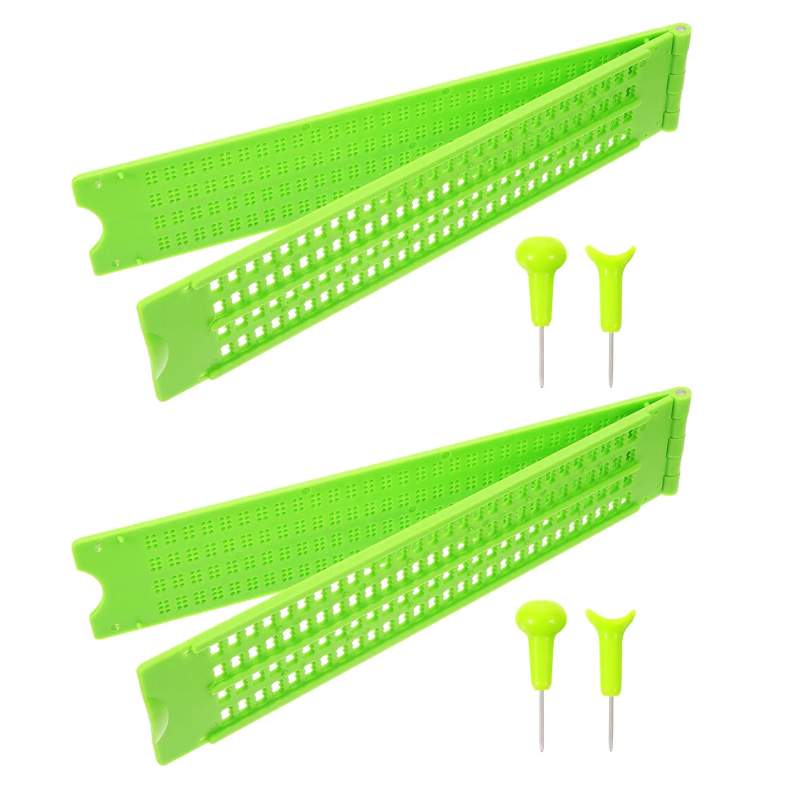 2Sets Braille Writing Boards 4 Line 28 Cells Portable Plastic Braille Boards for Blind Beginners Learning Practice