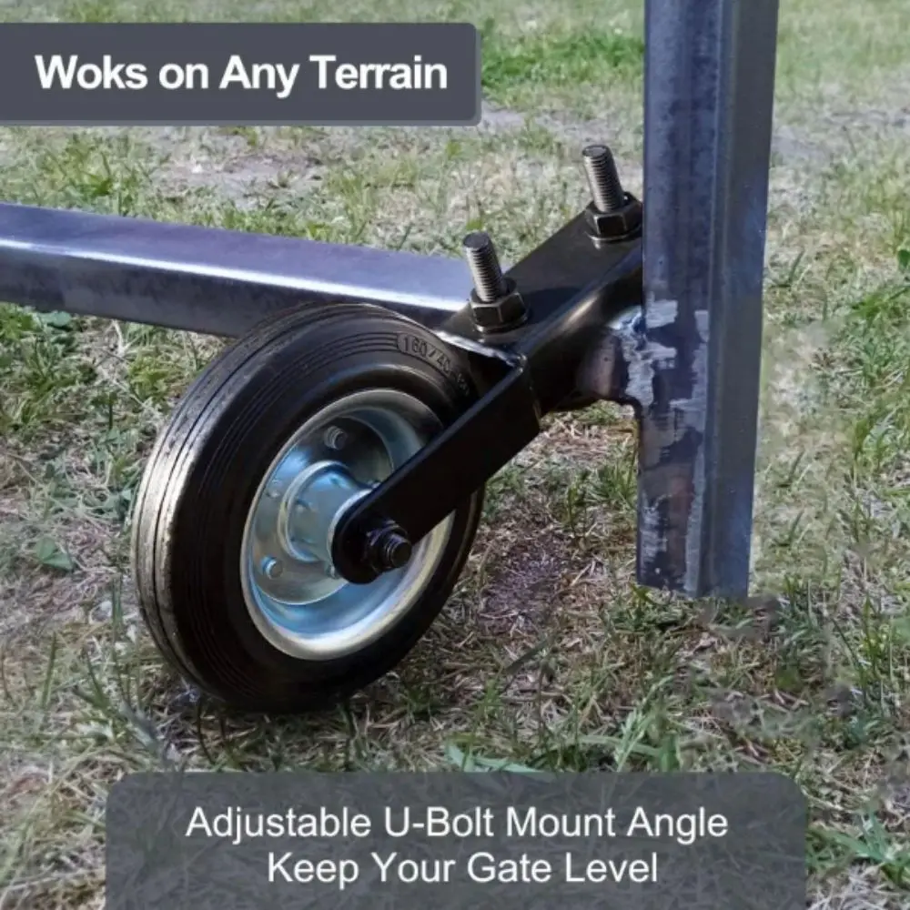 

Helper Heavy Duty Farm Gate Caster Rubber Wheel Black Metal Fence Gate Wheel Metal Tube Outdoor Door Frame Wooden Gate