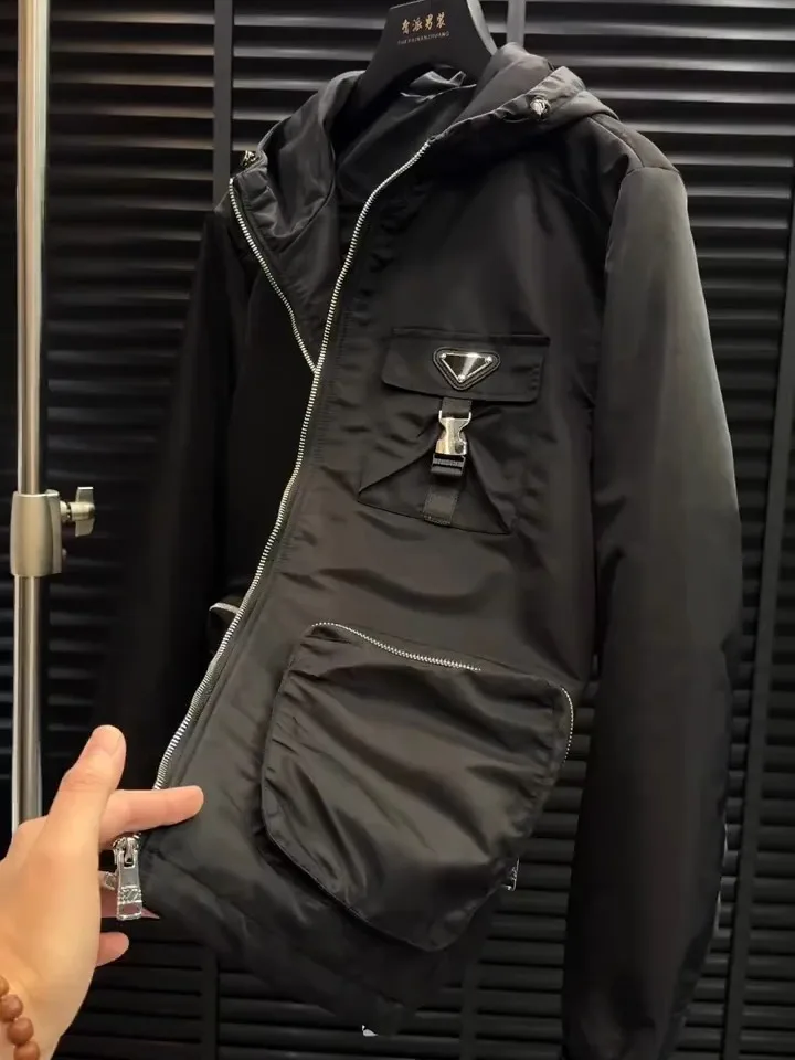 

Высококачественная модная мужская куртка с капюшоном для осени и зимы, новинка, универсальная, деловая, антибактериальная, приталенная...