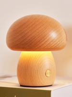 Solid wood mushroom lamp, bedside bedroom, sleep dormitory, rechargeable night light, creative eye protection LED desk lamp