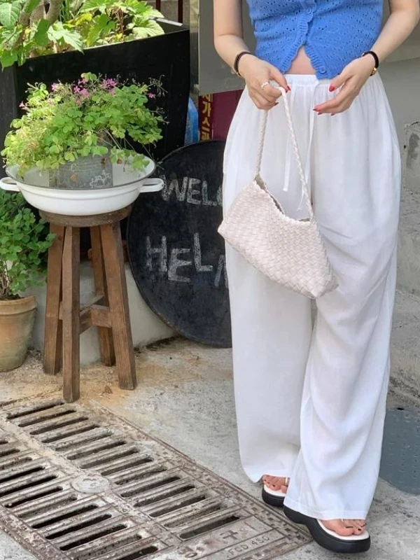 Pantaloni a gamba dritta a vita alta Pantaloni a gamba larga larghi versatili da donna Pantaloni casual coreani Sle di nuovo arrivo