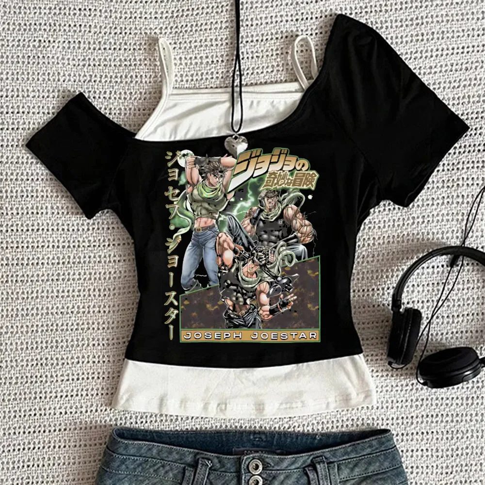 Jojo Bizarre Adventure Crop-Top für Teenager, Ausverkauf, Party, Emo, Kawaii, T-Shirt, 2000er, japanische Party, Goth-Scene – Detail 11