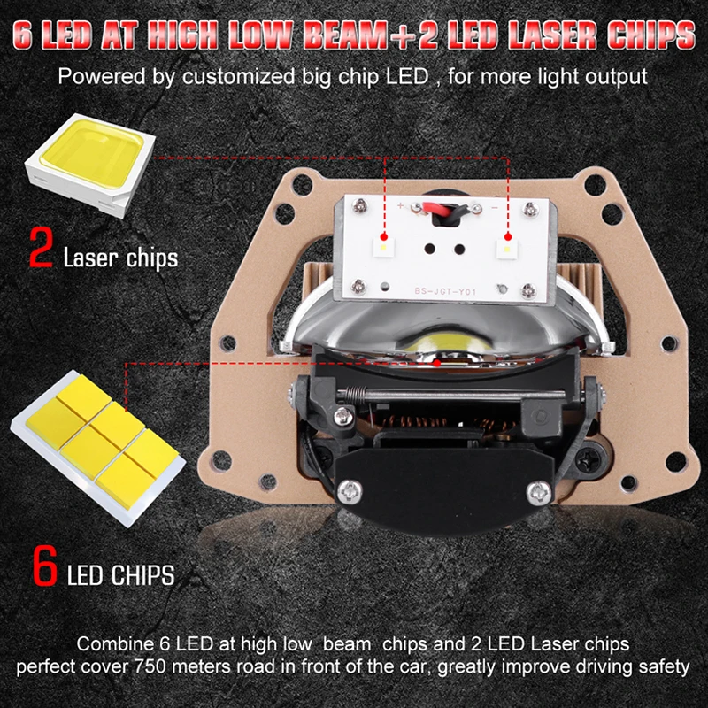 3.0 inch Bi LED Headlight Projector Len Hi-Lo Beam 1500W 2000000LM Auto lamp lenses for Car Motorcycle H4 H7 headlamp Retrofit