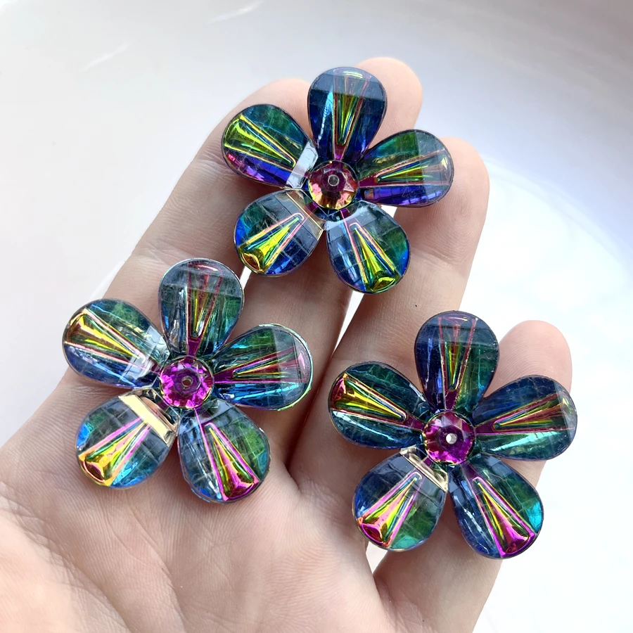 40mm shiny AB floral rhinestones suitable for hairpin dress jewelry home decoration accessories 10pcs/lot