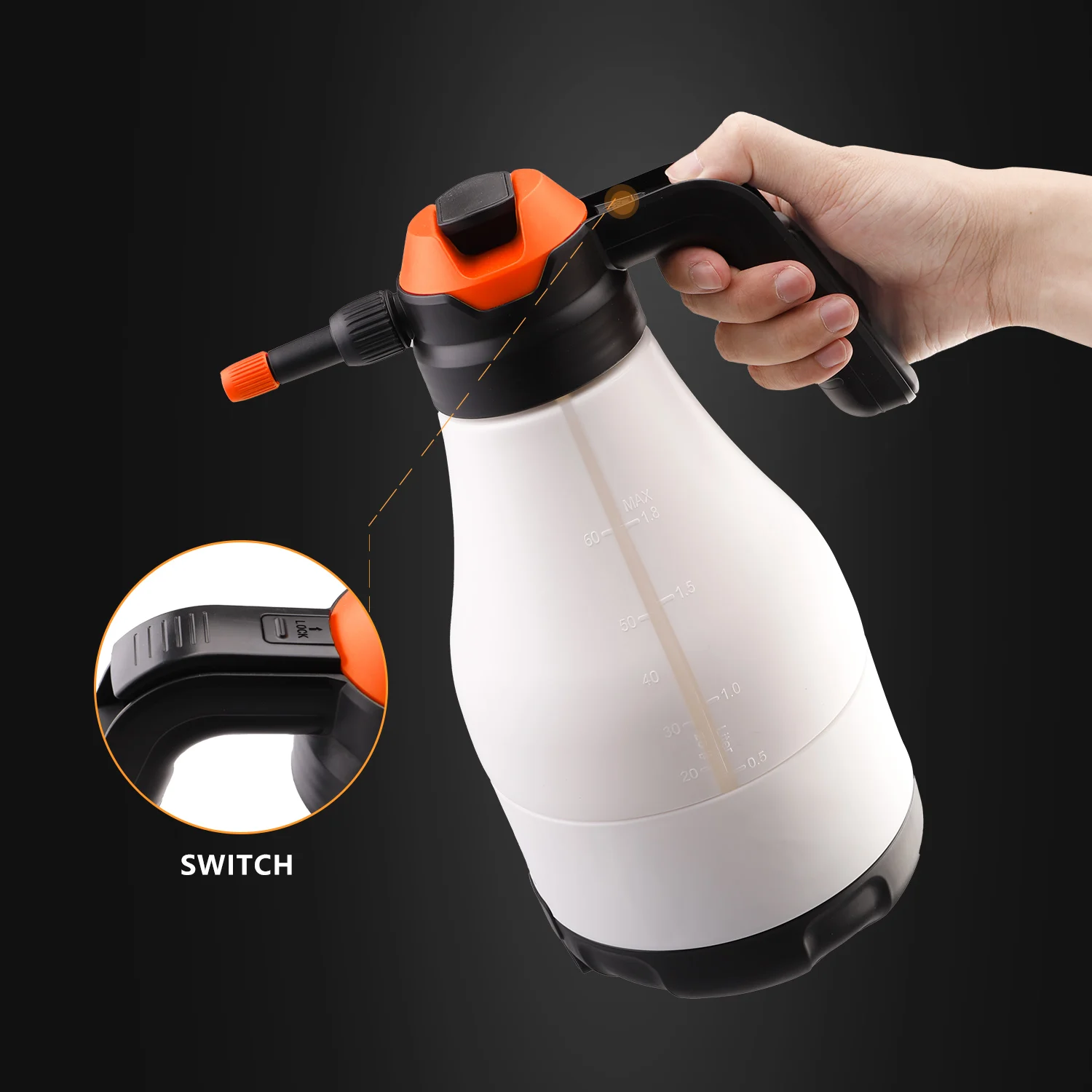 SPTA 1.8L Cordless Charing Car Sprayer Foam Manual Pressure Pot Watering Bottle For Household Window Washing