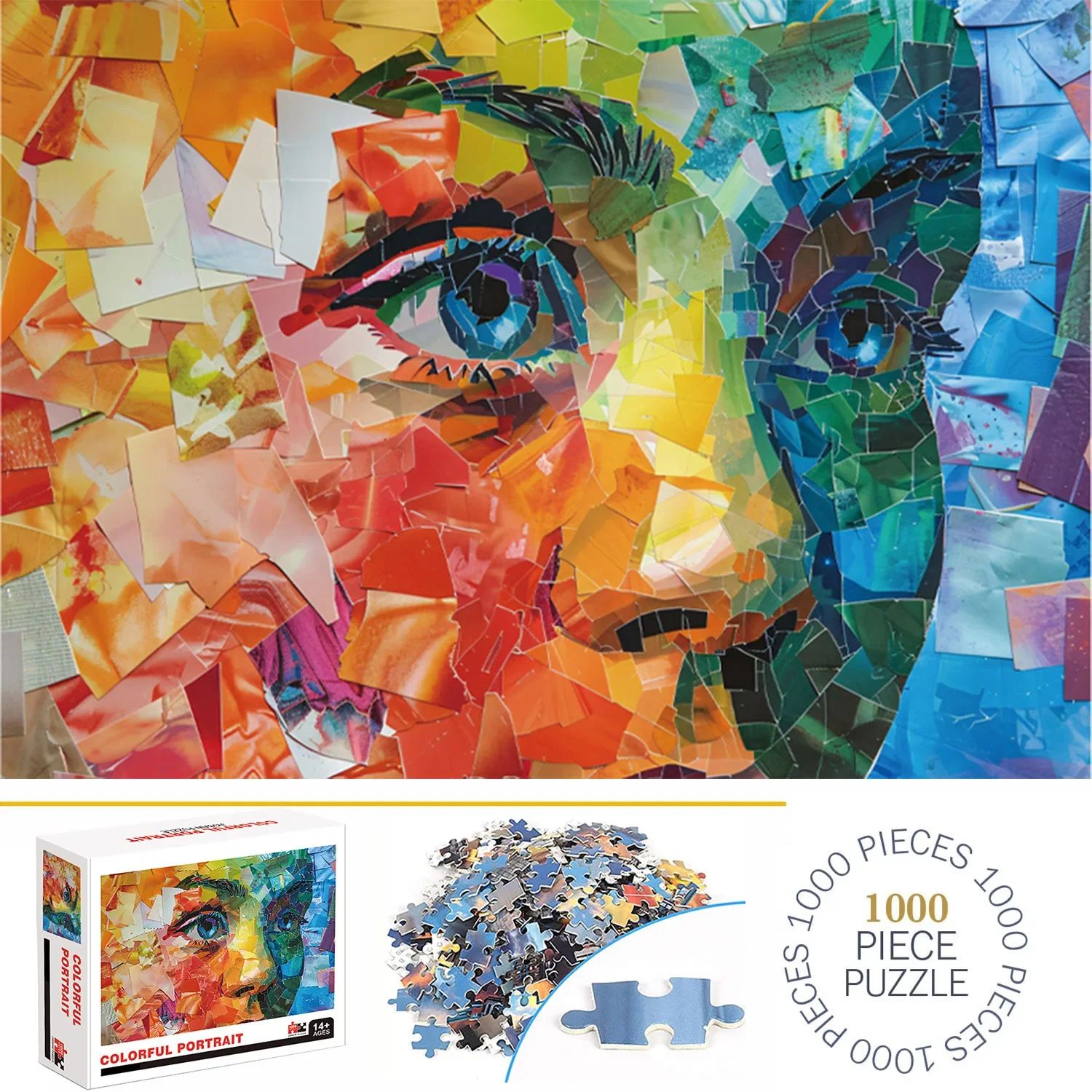 1000 Teile bunte Porträt-Puzzles für Erwachsene, Heimdekoration, Spiele, Familienspaß, Bodenpuzzles, Lernspielzeug für Kinder